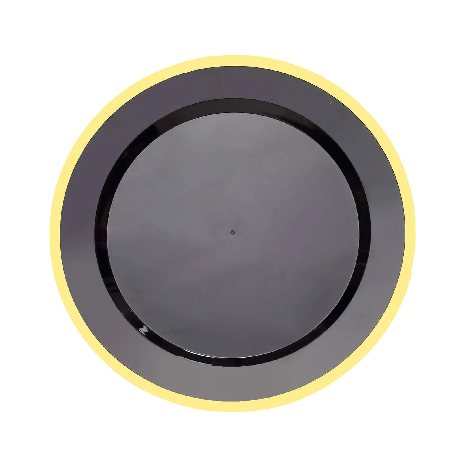 10 Pack 10" Regal Black and Gold Round Plastic Dinner Plates