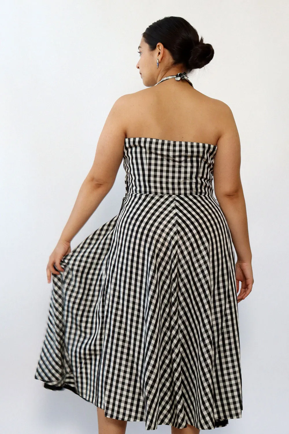 1950s Gingham Taffeta Halter L