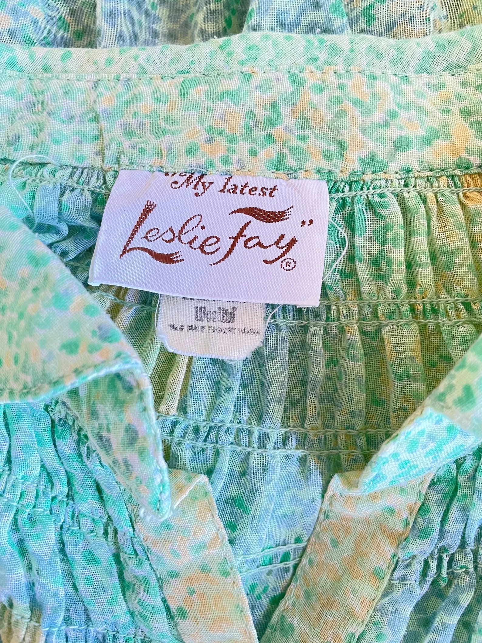 1970s Blouse Semi Sheer Floral Top L