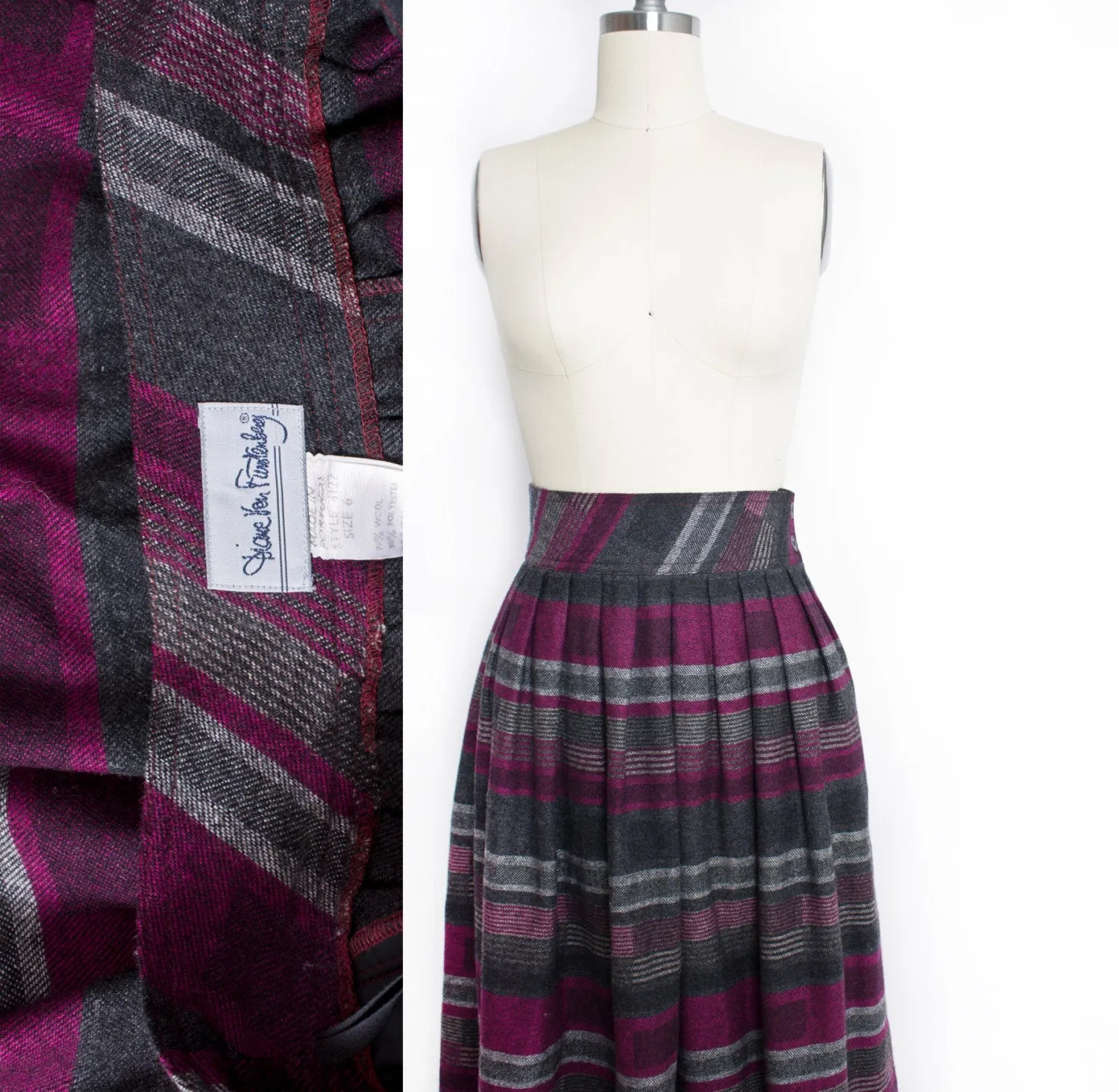 1980s Skirt DVF Diane Von Furstenberg Wool S