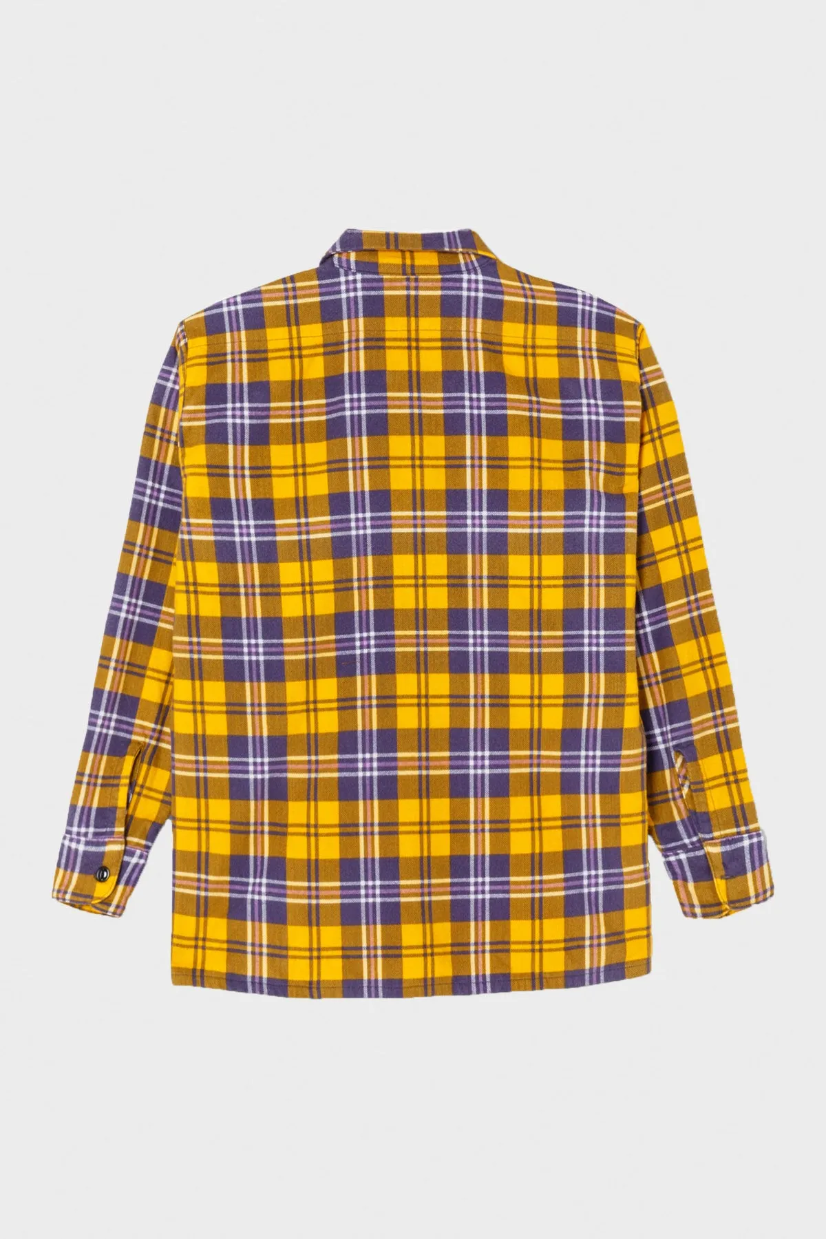 50s Plaid Straight Bottom Shirt - Yellow/Purple