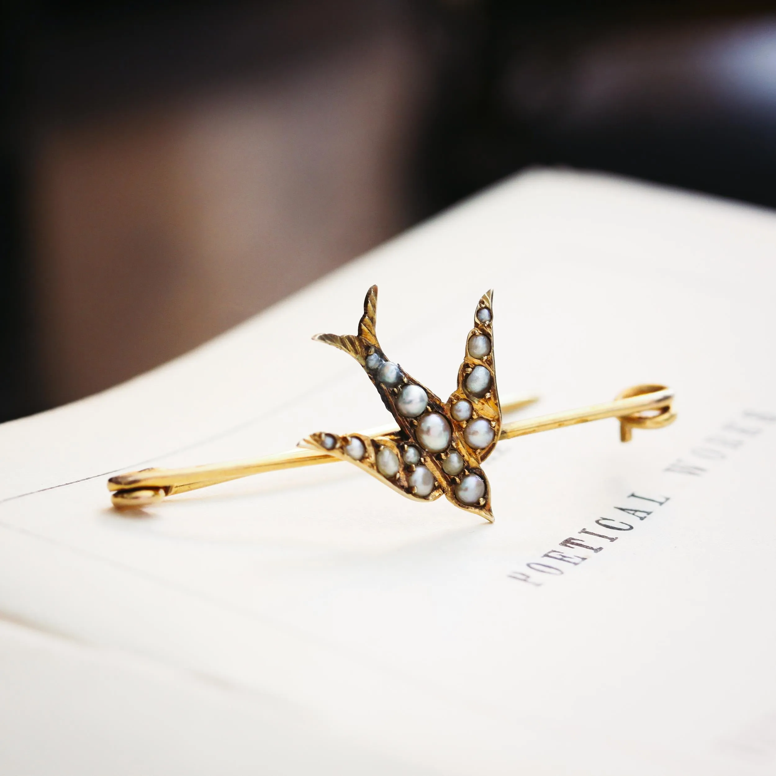 A Late Victorian Sweetheart Swallow Brooch