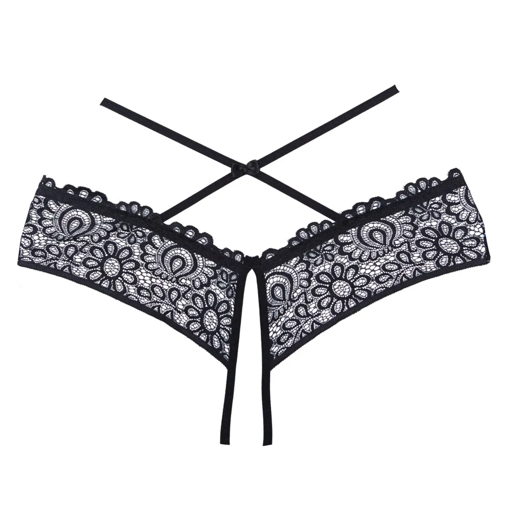Allure Adore Crayzee Criss-Cross Strap Crotchless Lace Panties