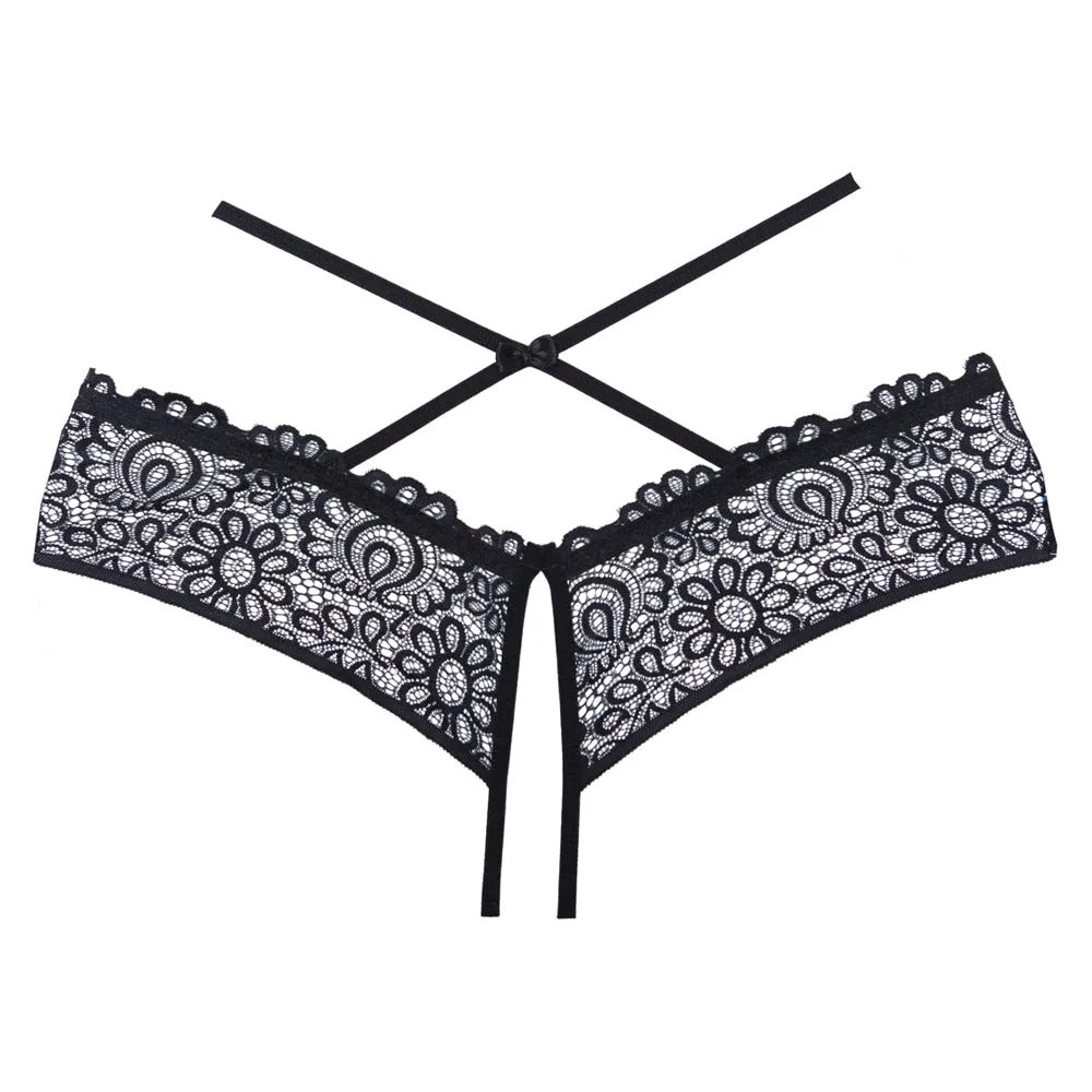 Allure Adore Crayzee Criss-Cross Strap Crotchless Lace Panties
