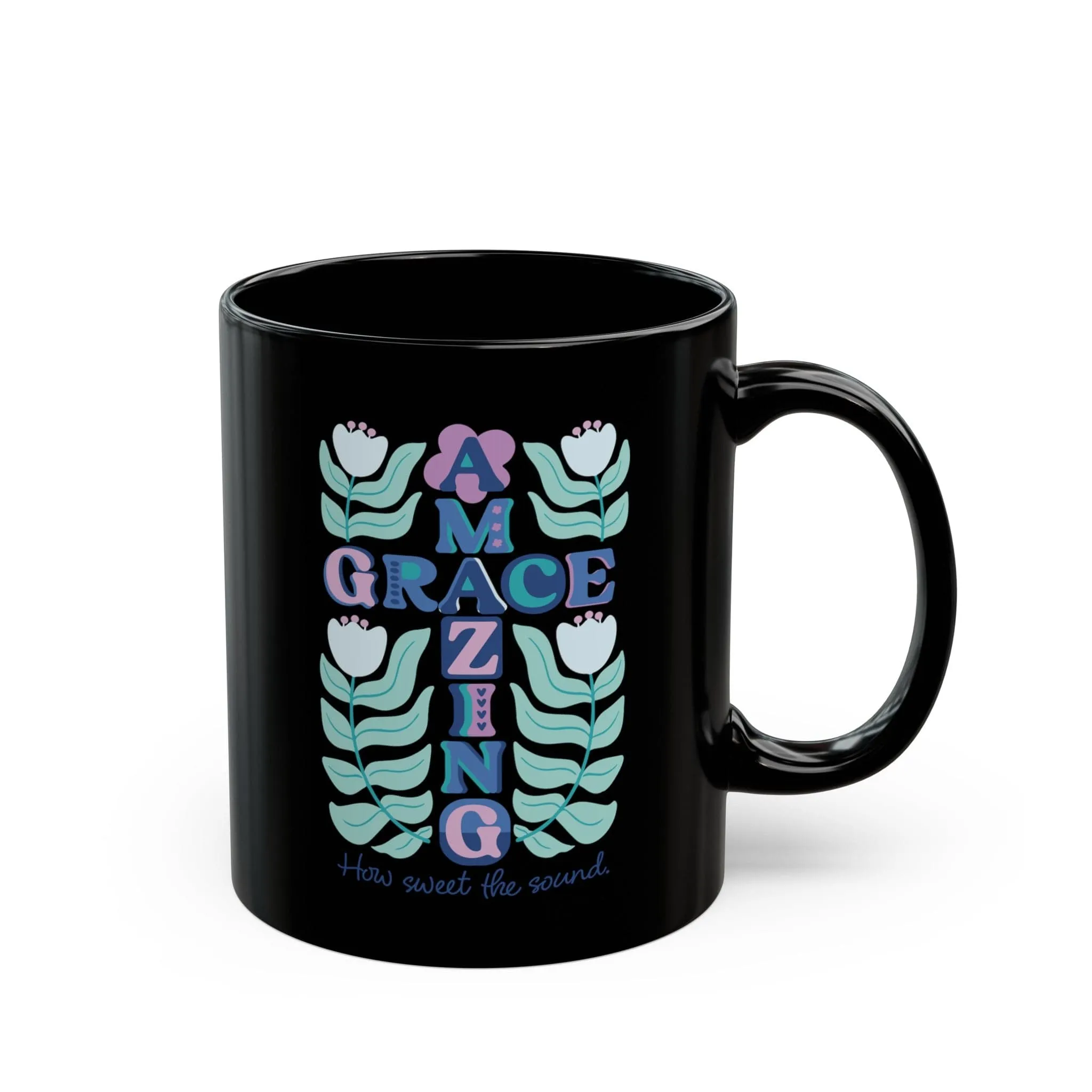 Amazing Grace Cross 11oz Black Mug