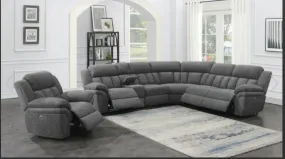 Bahrain 6-Piece Upholstered Power Sectional Charcoal