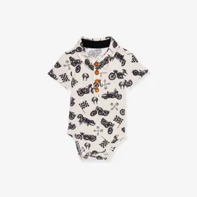 Baker Short Sleeve Collared Henley Bodysuit
