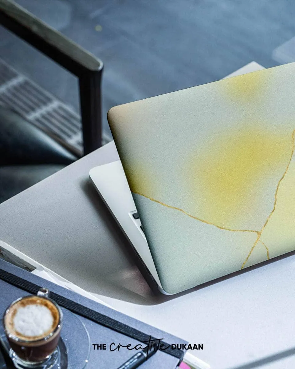 Beautiful Kintsugi Gradient Laptop Skin With Yellow Sprinkle