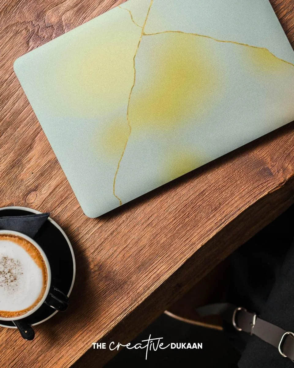 Beautiful Kintsugi Gradient Laptop Skin With Yellow Sprinkle