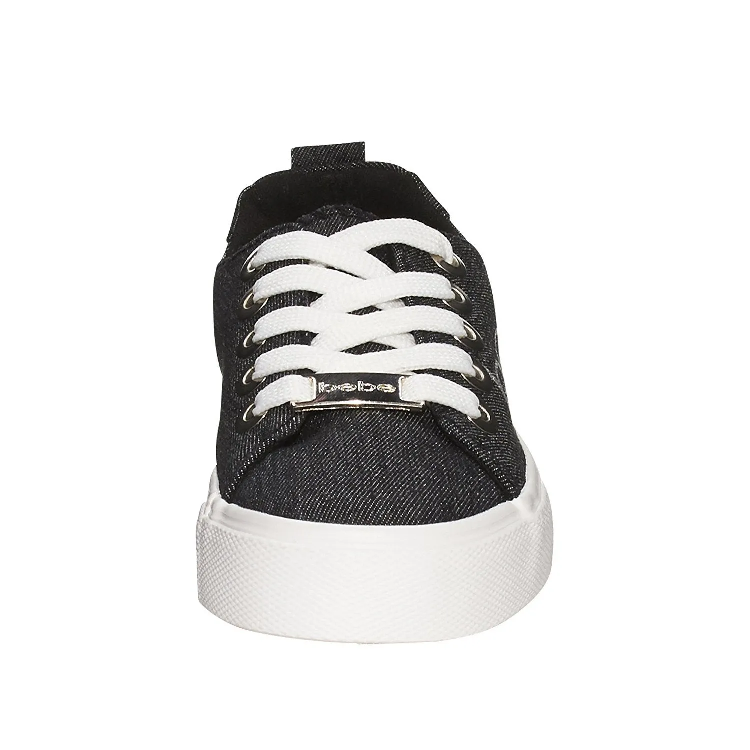 bebe Girls Big Kid Denim Fashion Sneakers Tie Up Slip On With Laces For Children
