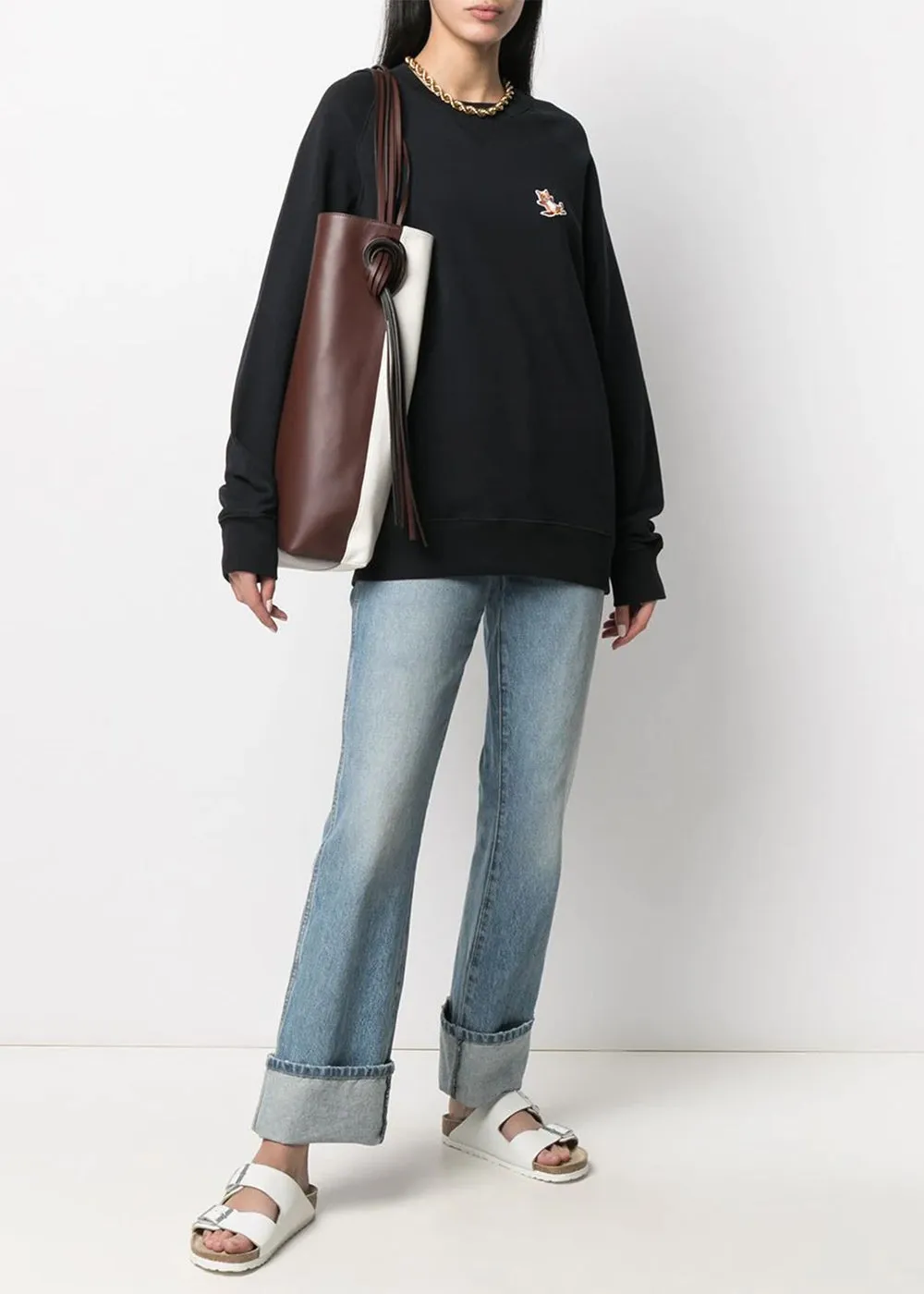 Black Chillax Fox Patch Classic Sweatshirt