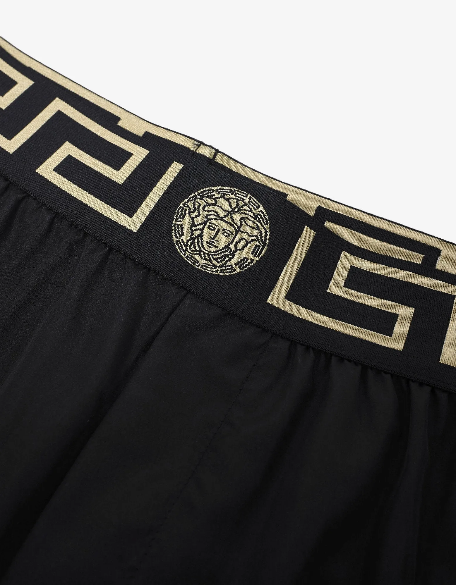 Black Greek Pattern Swim Shorts