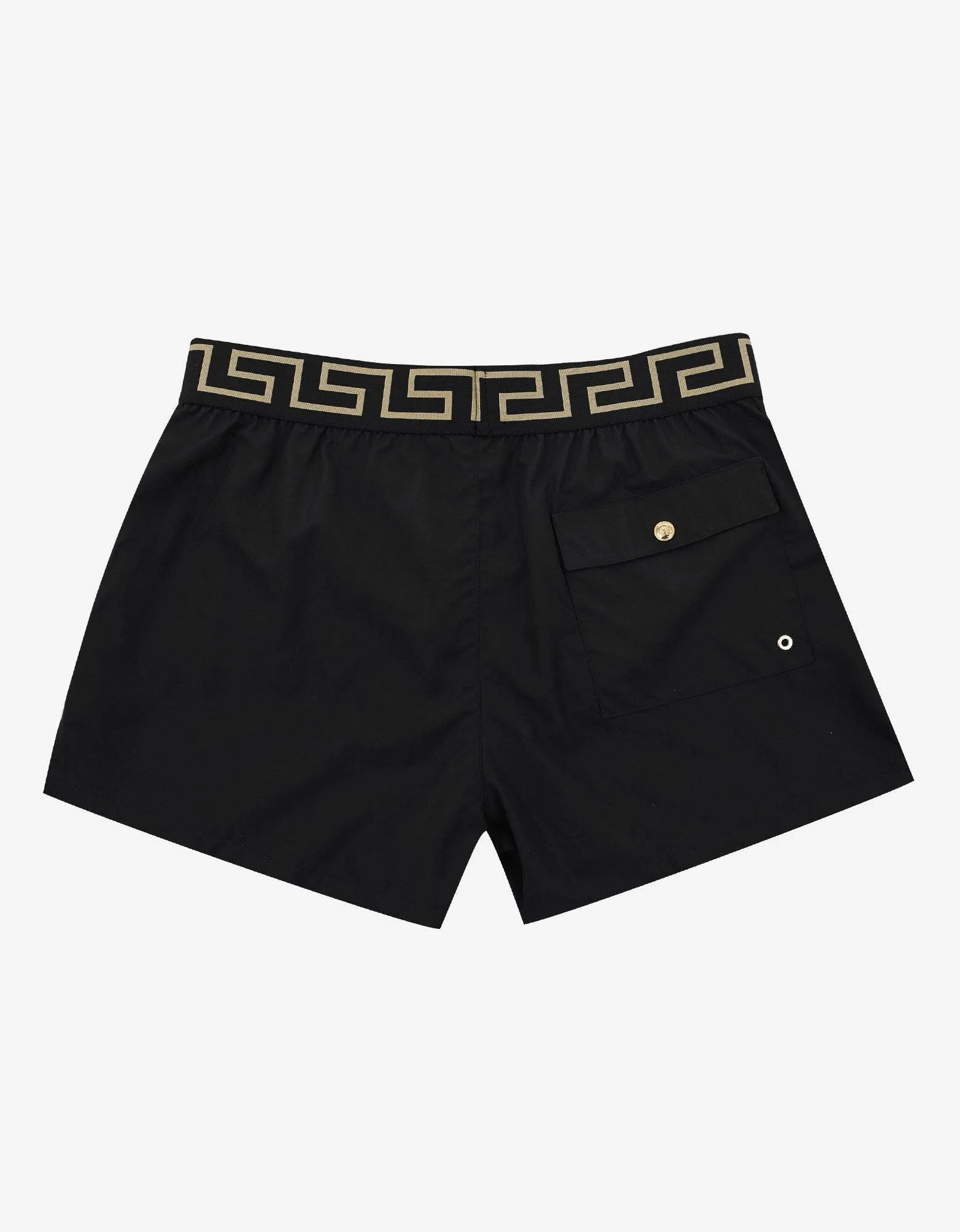 Black Greek Pattern Swim Shorts