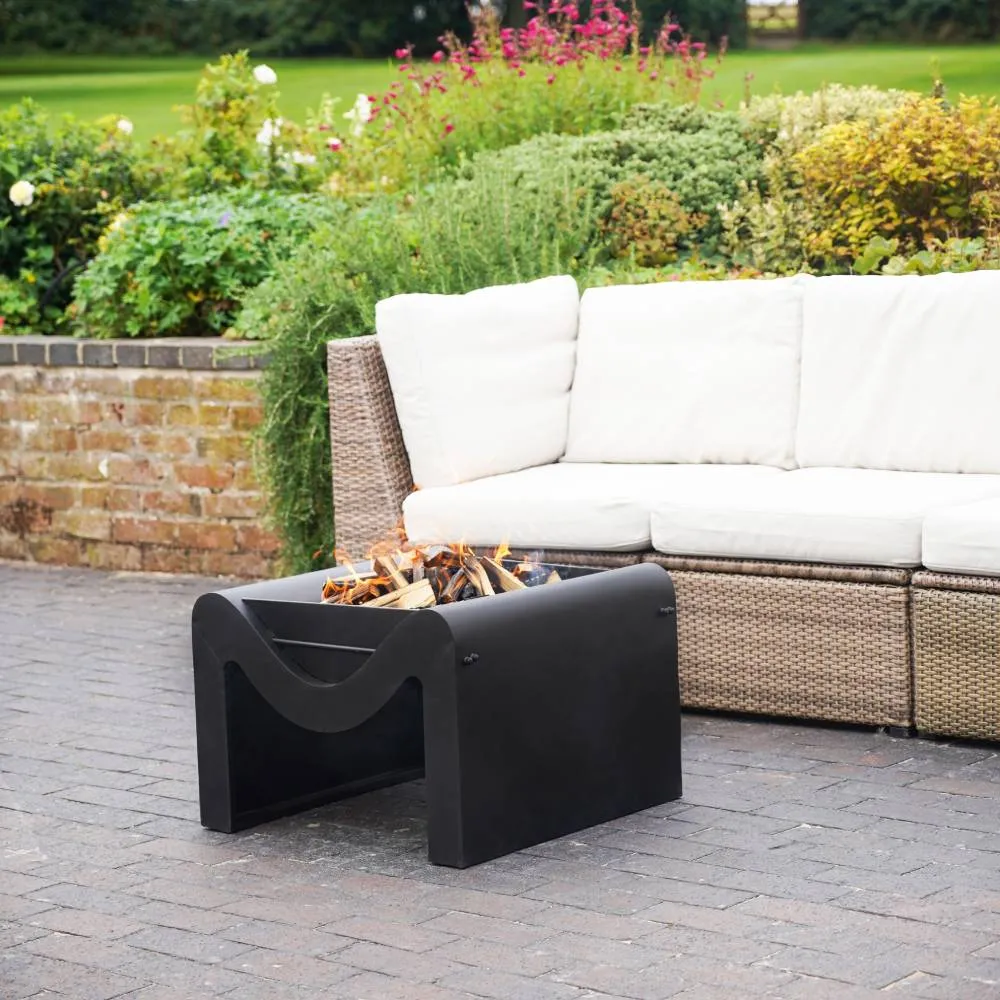 Black Metal Hex Firepit with Grill