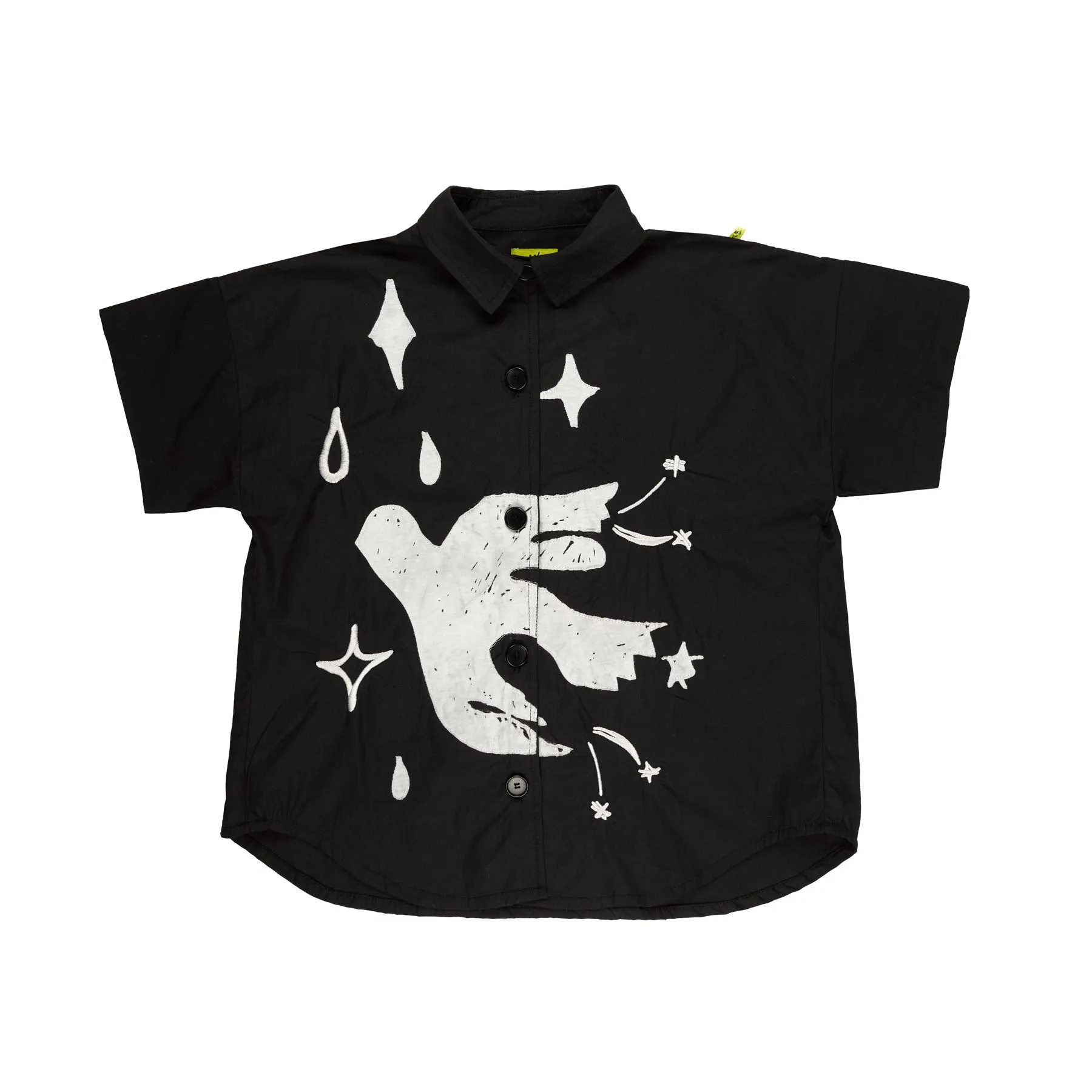 BLACK OVERSIZED SHIRT WITH EMBROIDERY