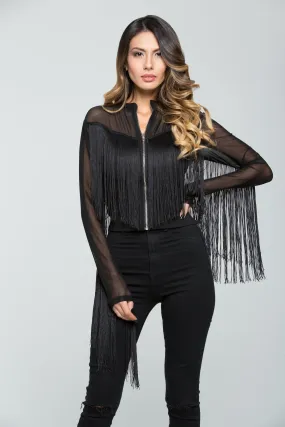 Black Sheer Threaded Top
