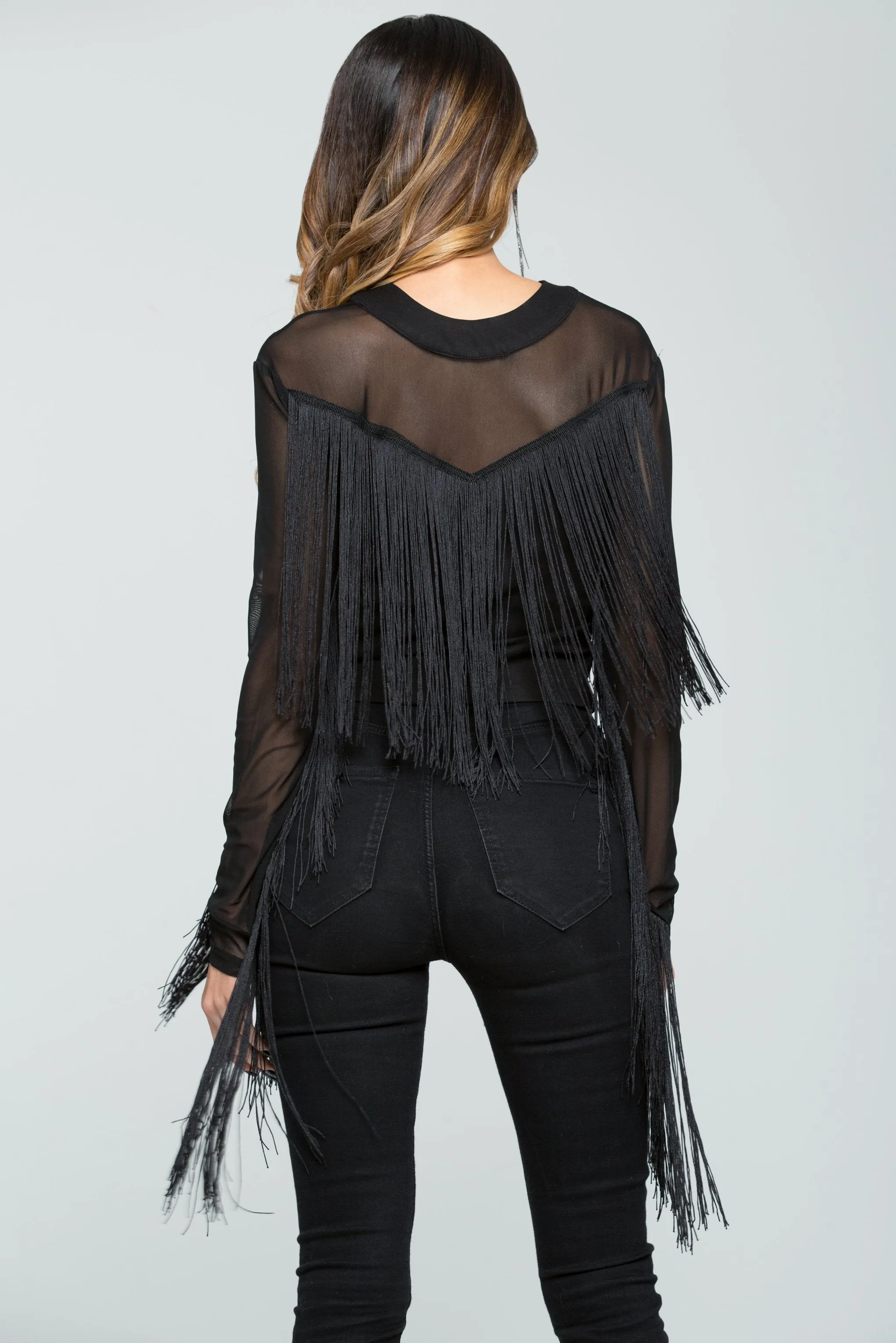 Black Sheer Threaded Top