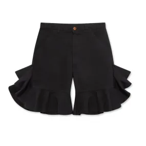 CDG Shirt - Polyester Serge Overdyed Ruffled Shorts - (Black)