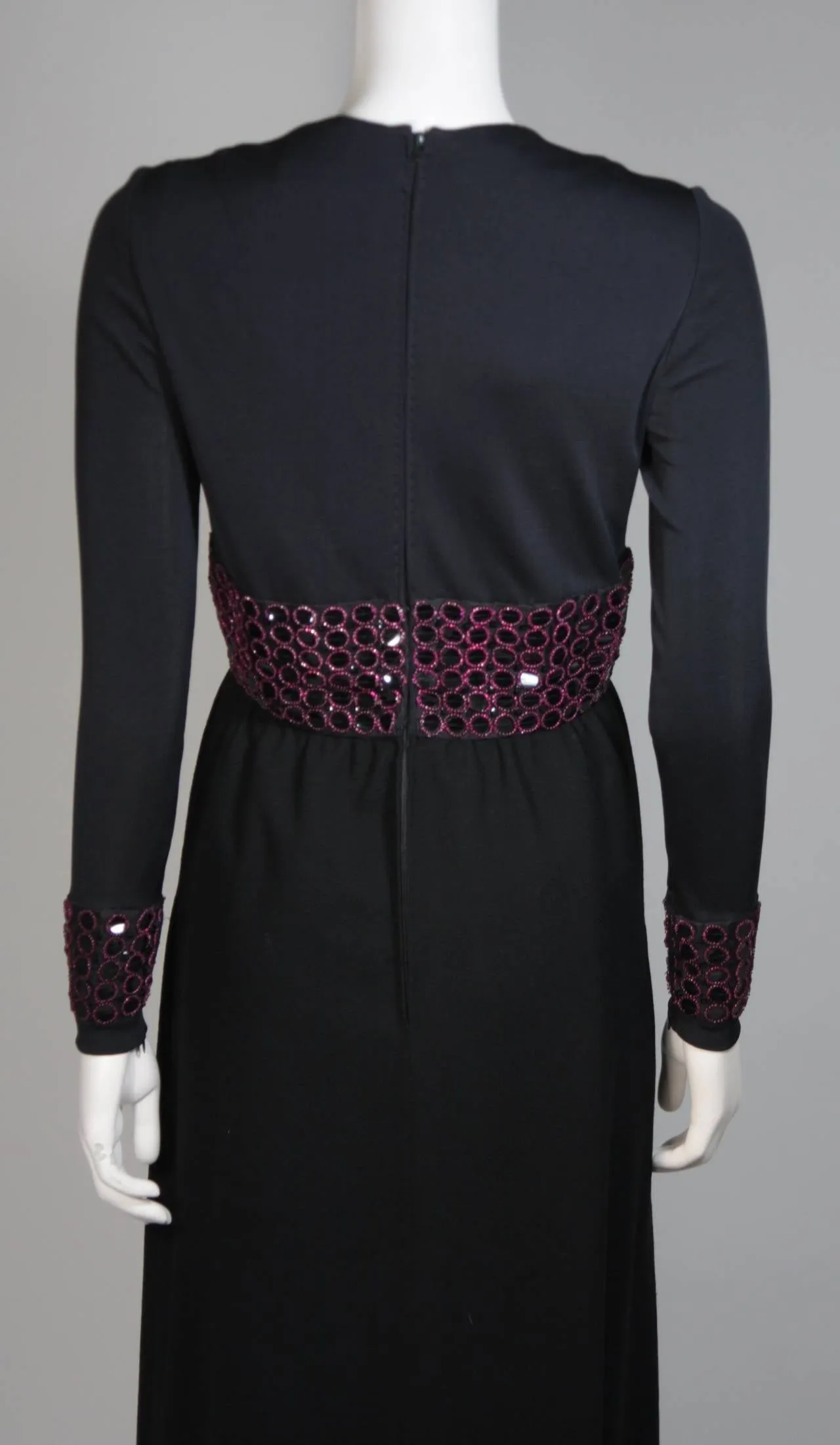 CHESTER WEINBERG Black Gown,  Beaded Waist Size Small