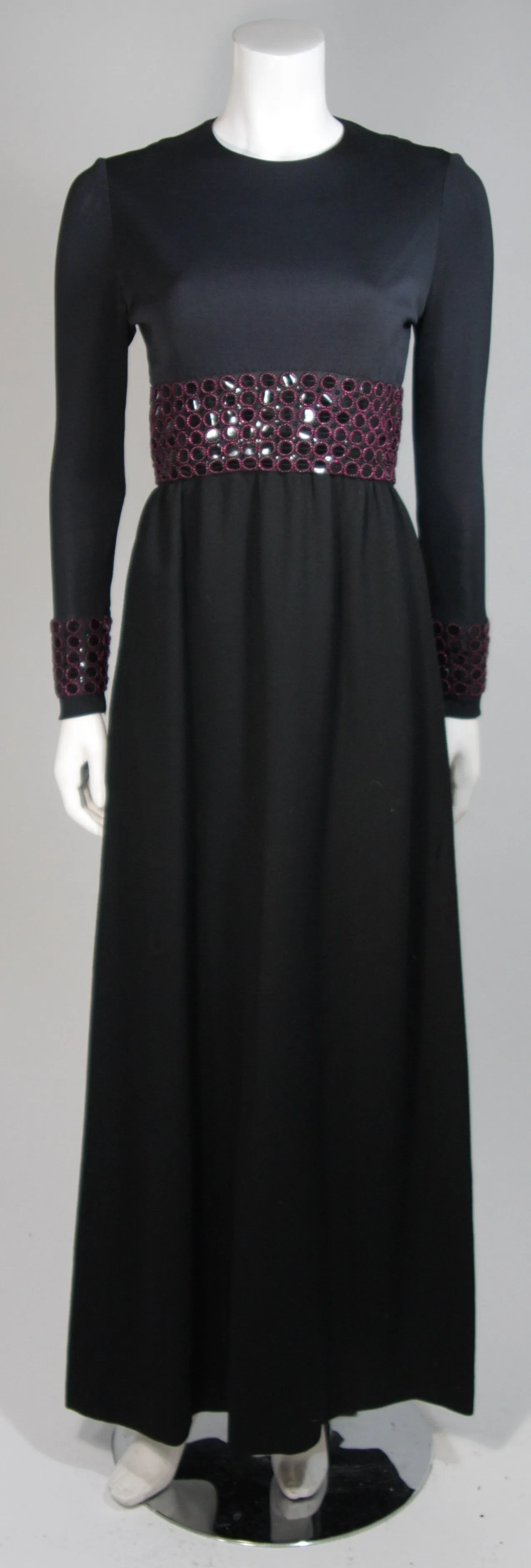 CHESTER WEINBERG Black Gown,  Beaded Waist Size Small
