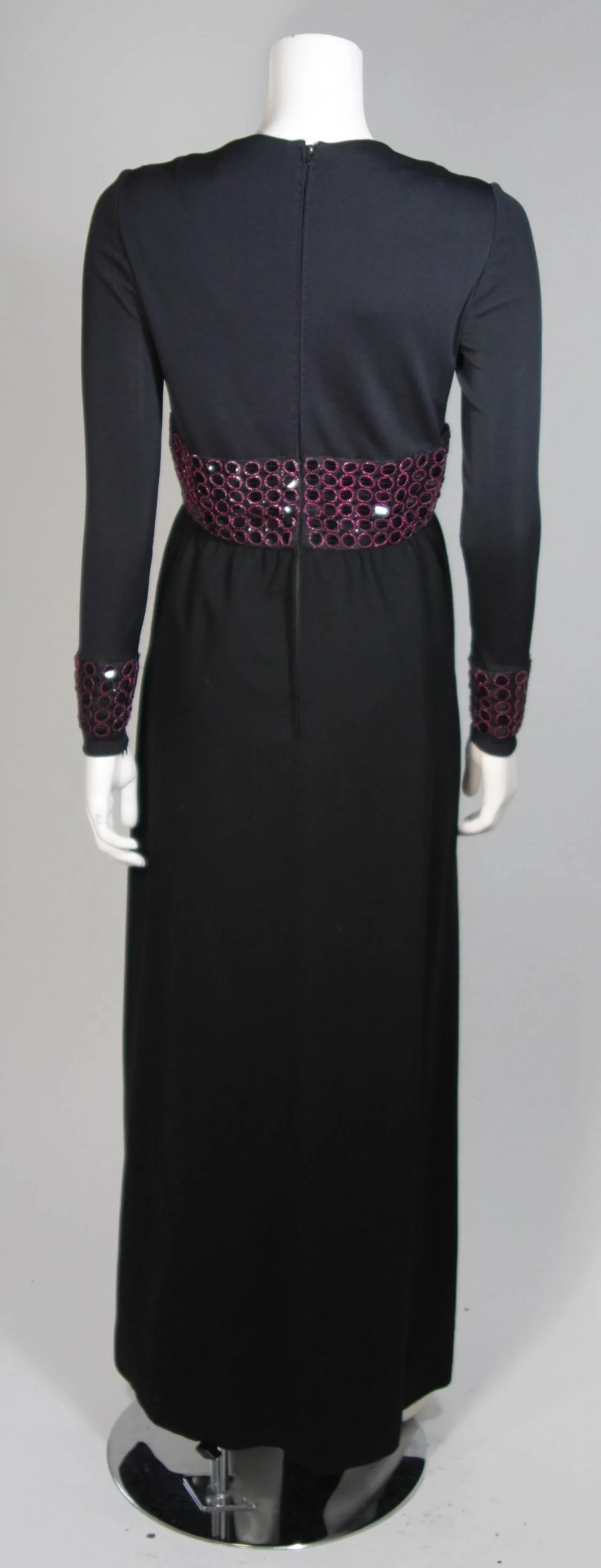 CHESTER WEINBERG Black Gown,  Beaded Waist Size Small