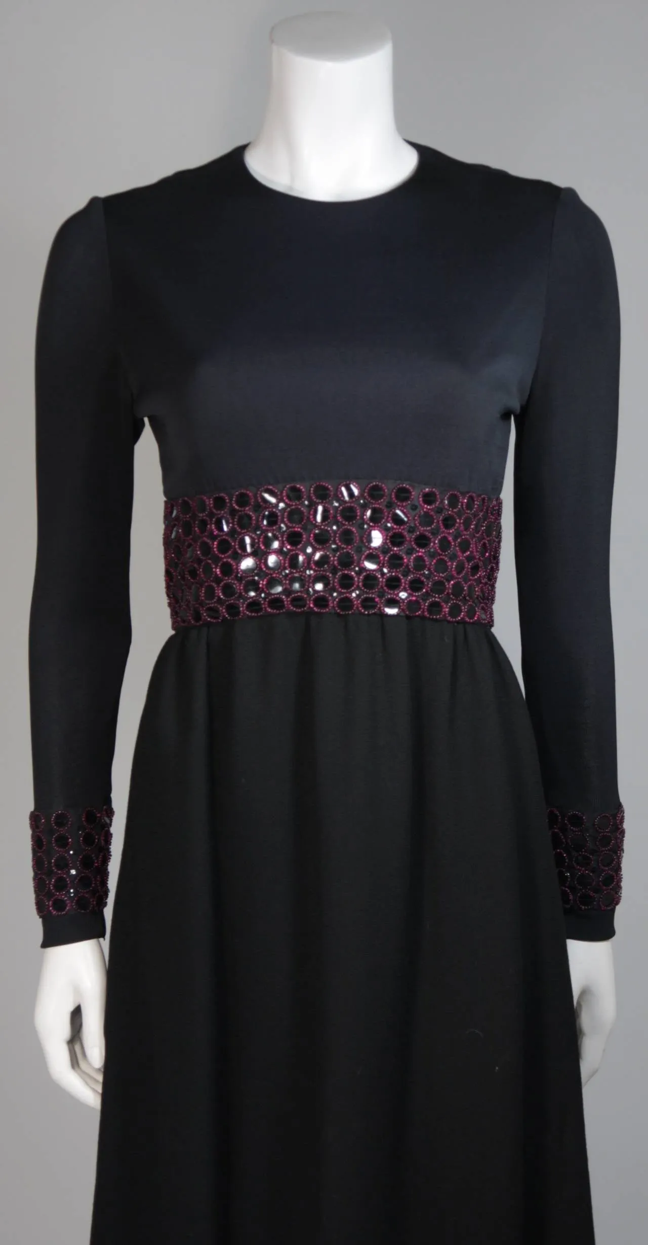 CHESTER WEINBERG Black Gown,  Beaded Waist Size Small