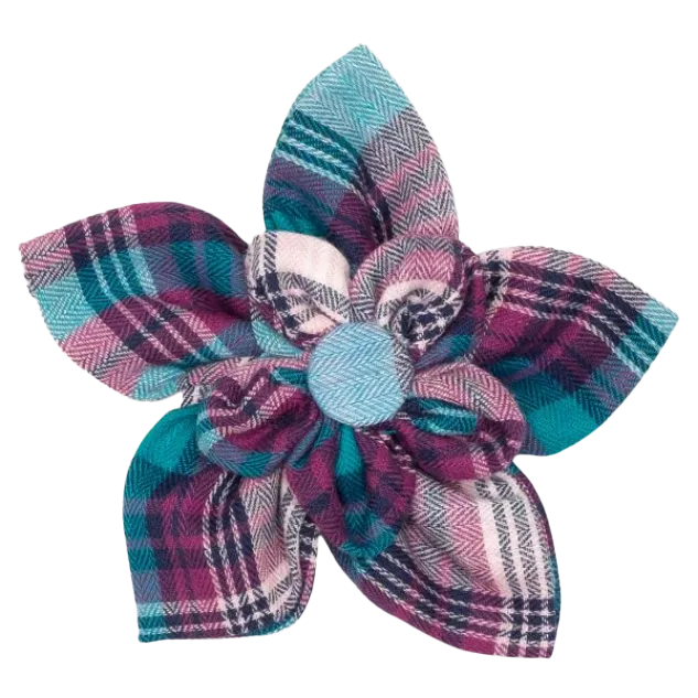 Collar Flower | Teal & Purple Plaid