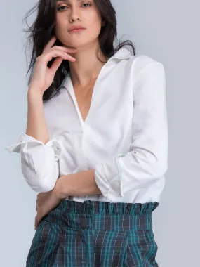 Collared Full Sleeve Top - White