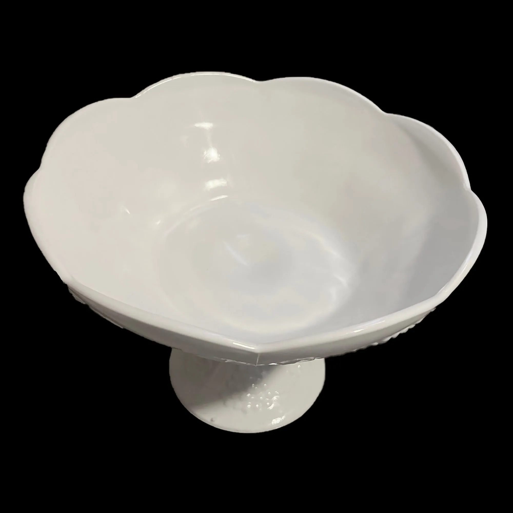 Colony Harvest Milk Glass Pedestal Serving Bowl 10-in. Grapes and Leaves