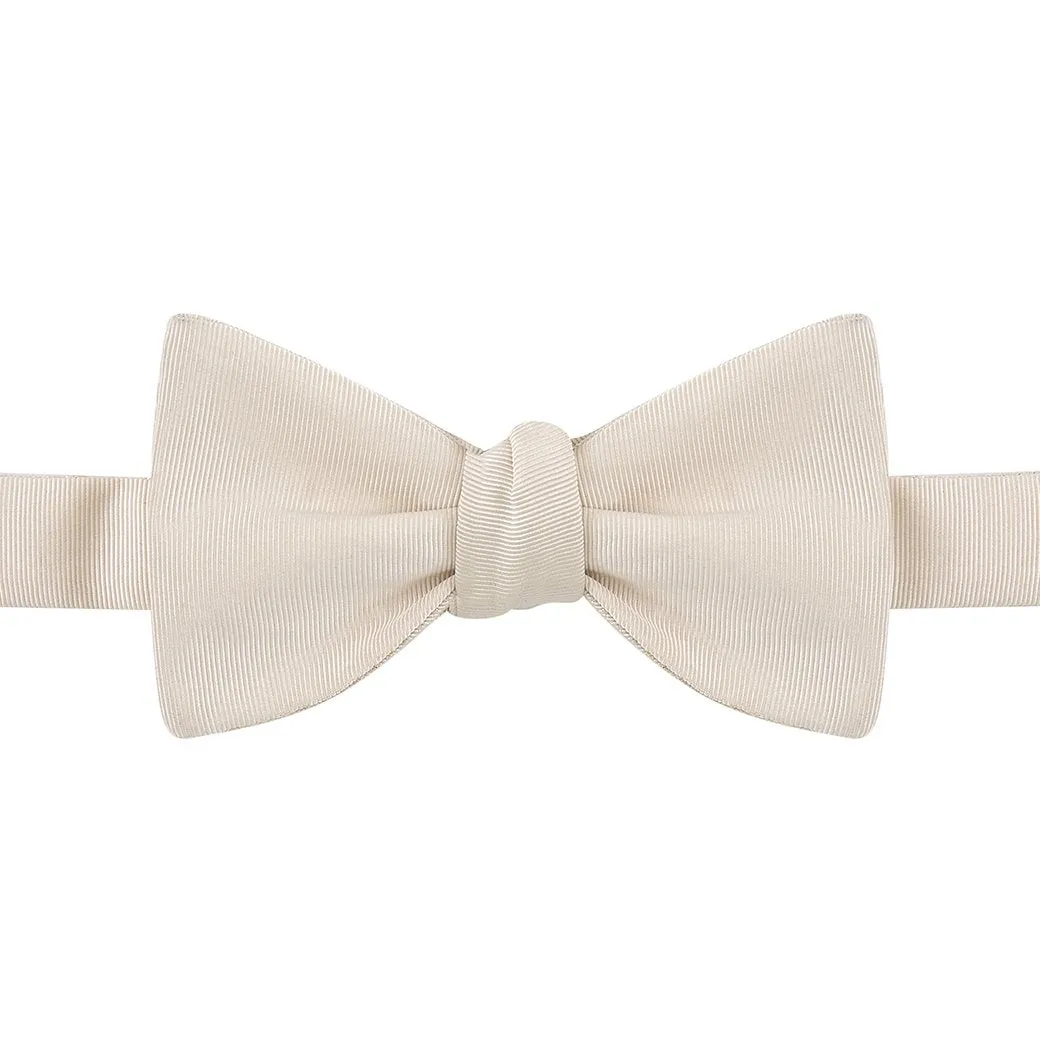 Cream Grosgrain Silk Butterfly Bow Tie