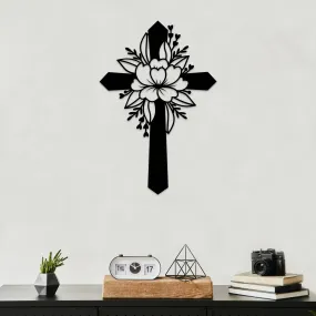 Flower Cross - Metal Wall Art