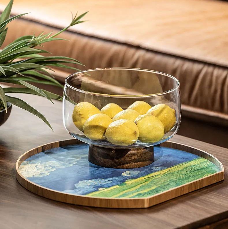 Glass and Wood Fruit Bowl