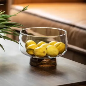 Glass and Wood Fruit Bowl