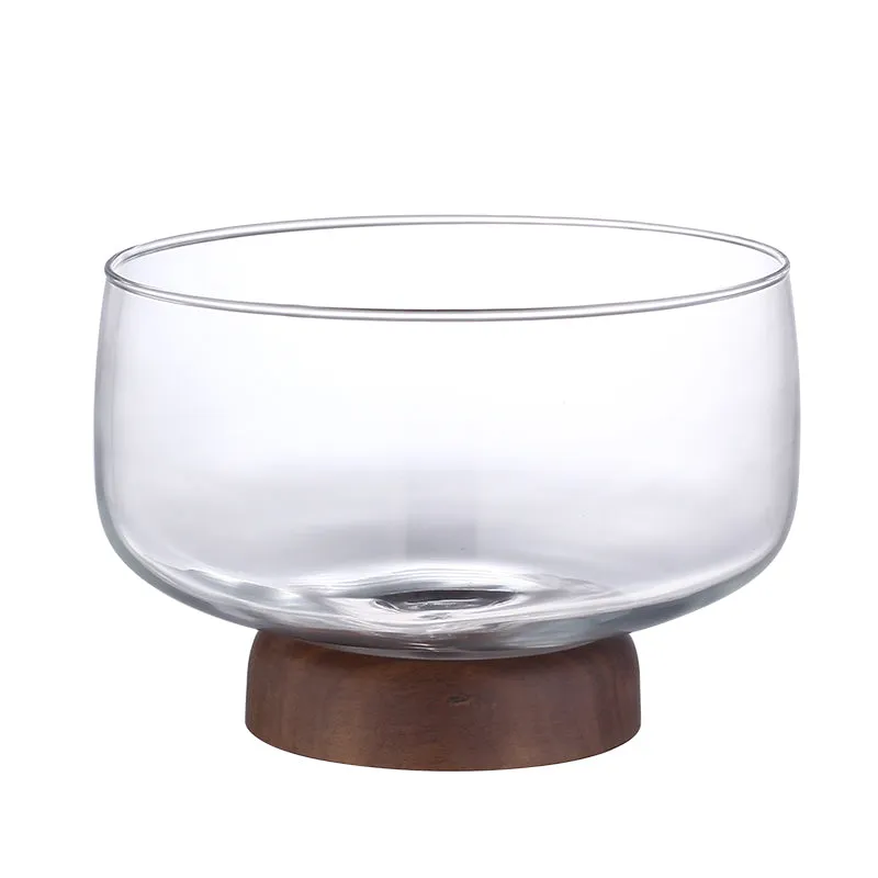 Glass and Wood Fruit Bowl