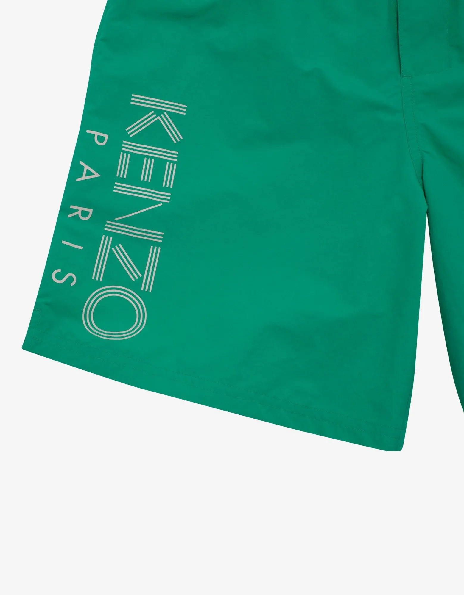 Green Logo Print Long Swim Shorts