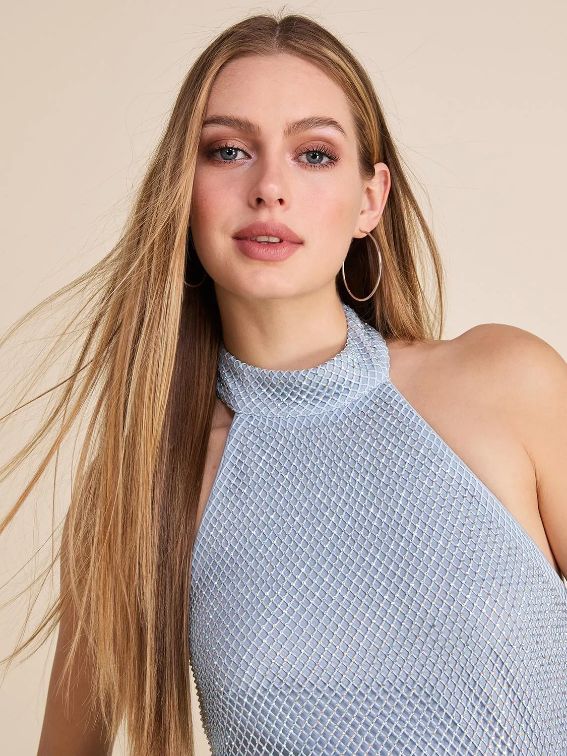 Halter Neck Fishnet Gown