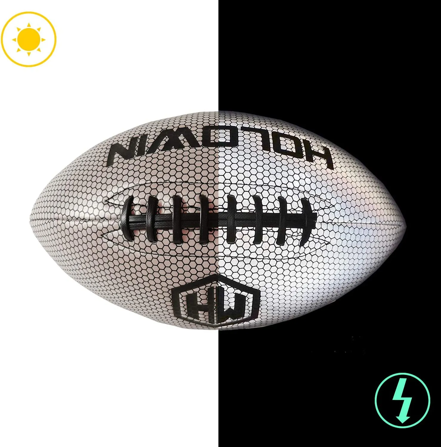 Holographic Luminous Light Up Reflective Footbal, White