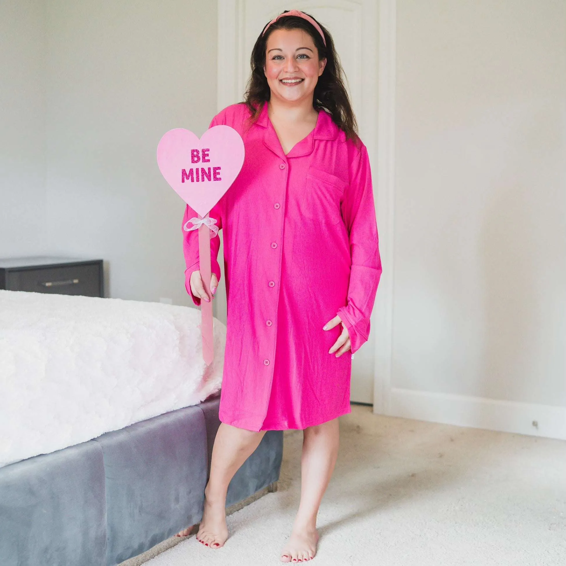 Hot Pink Rib Women's Gown