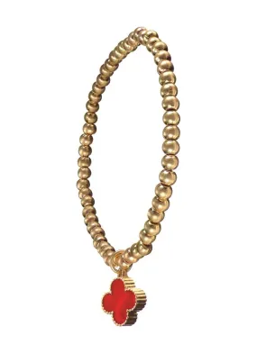 Hot Tomato Byzantine Cross Charm Bracelet in Worn Gold with Rouge or Moss Stone