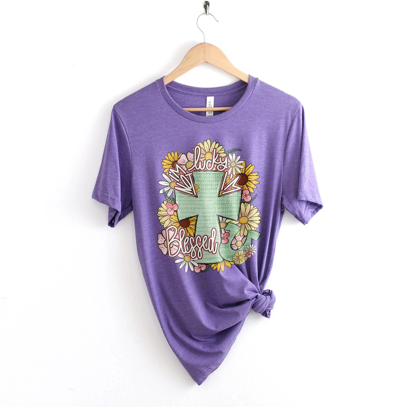 I'm Not Lucky I'm Blessed Floral Cross Tee