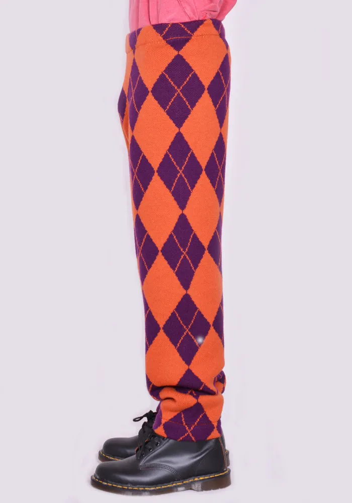 LIBERAL YOUTH MINISTRY LYM04P031 ARLEQUIN KNITTED PANTS PURPLE/ORANGE