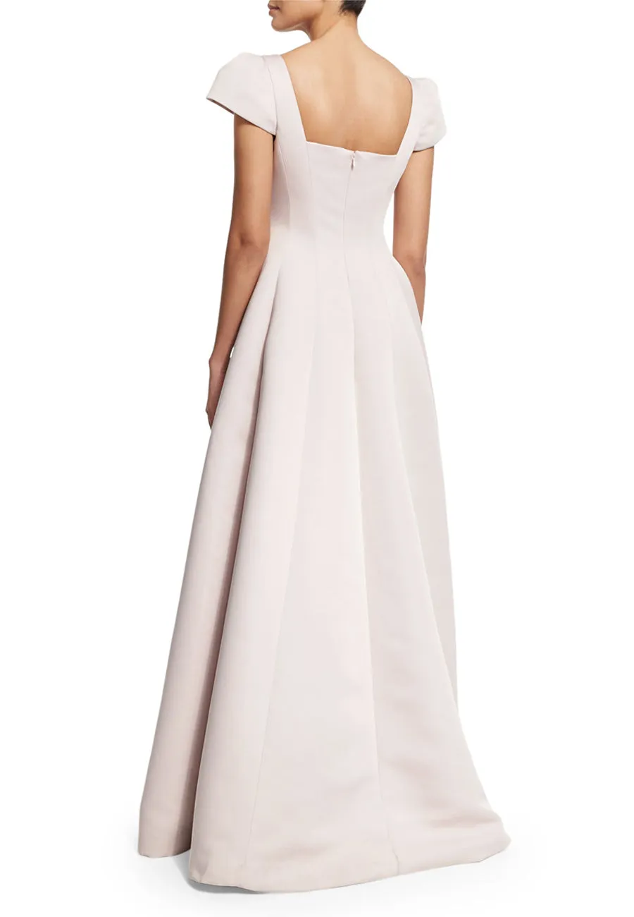 Nude Cap Sleeves Embellished Ball Gown