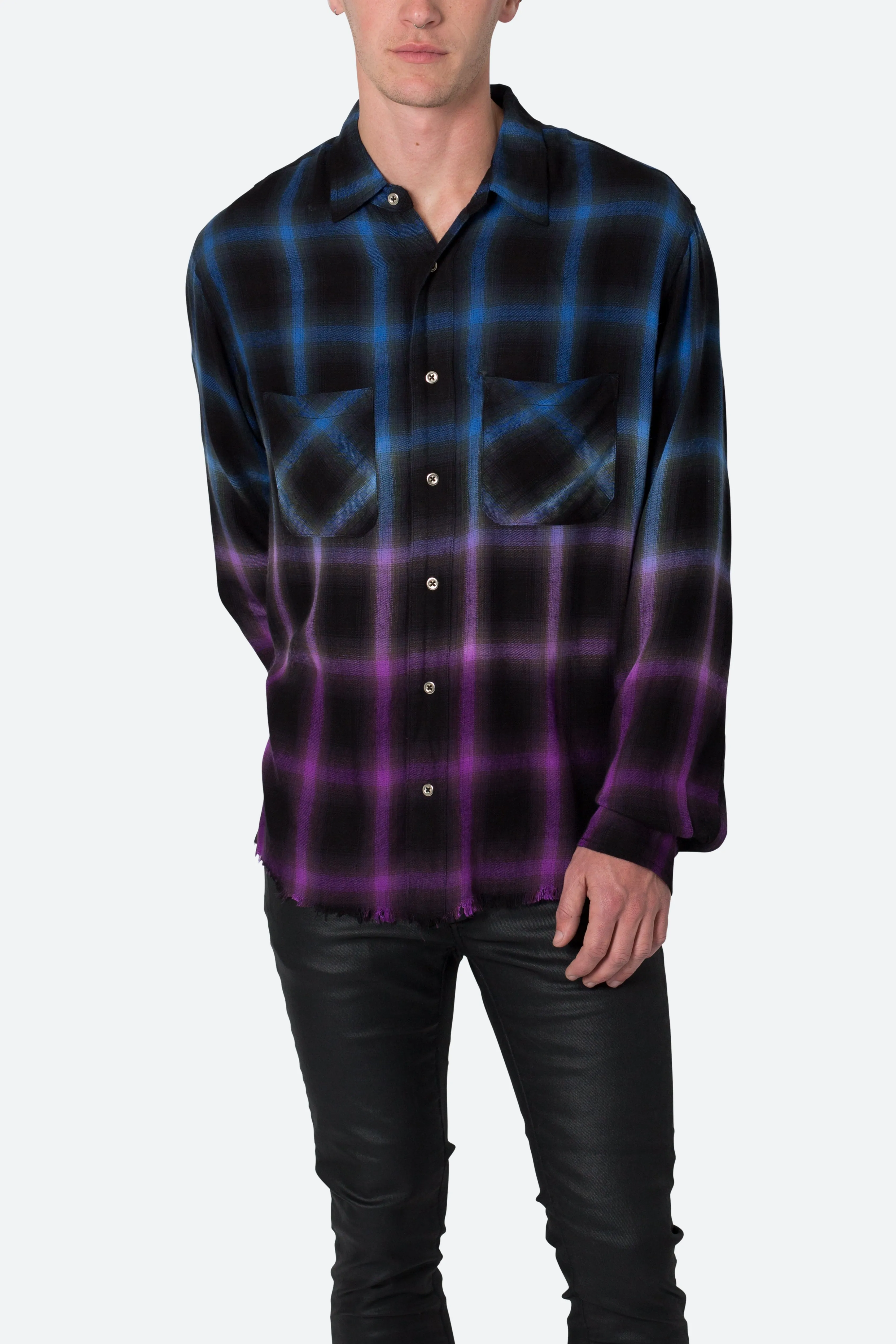 Ombre Flannel Shirt - Black/Purple