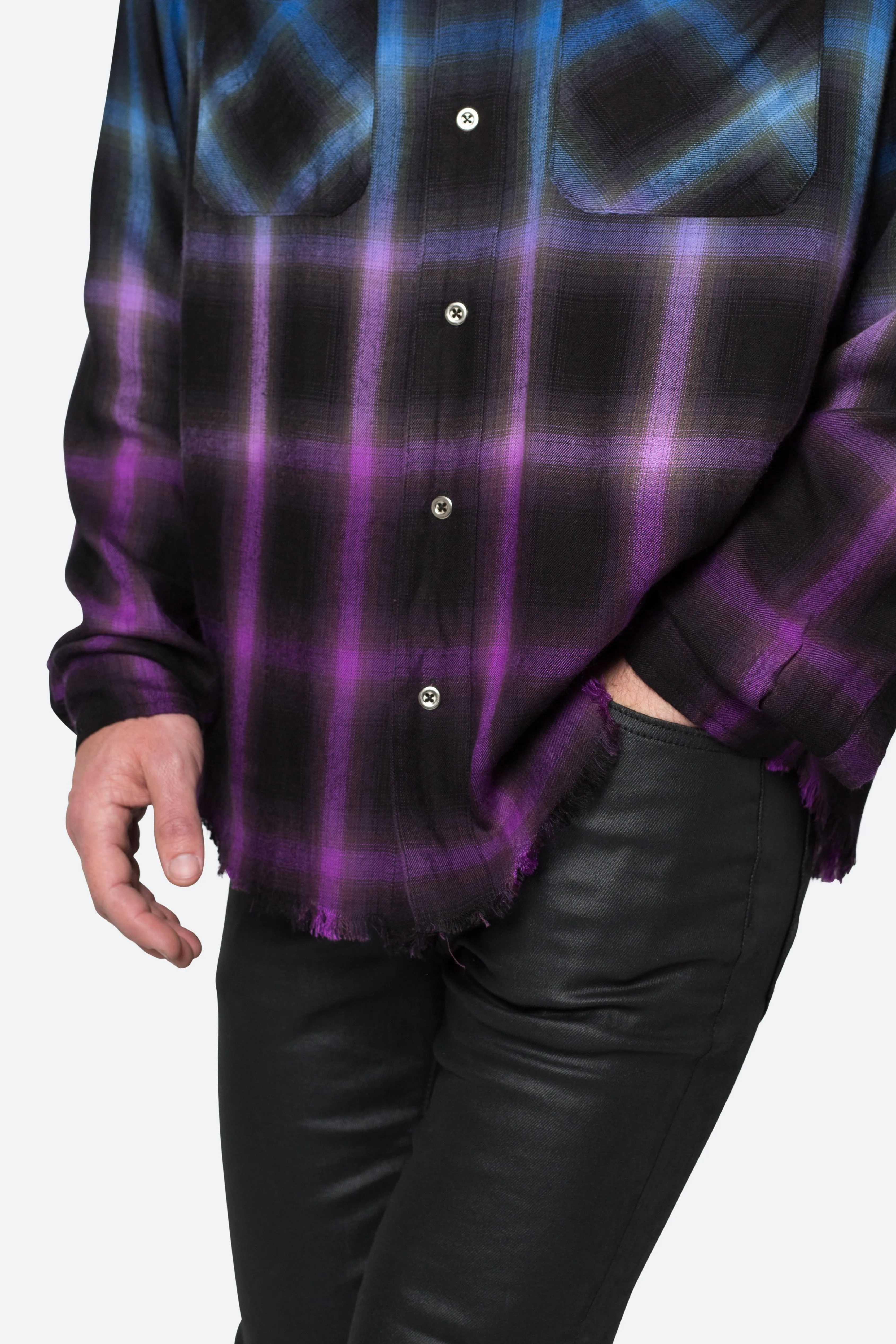 Ombre Flannel Shirt - Black/Purple