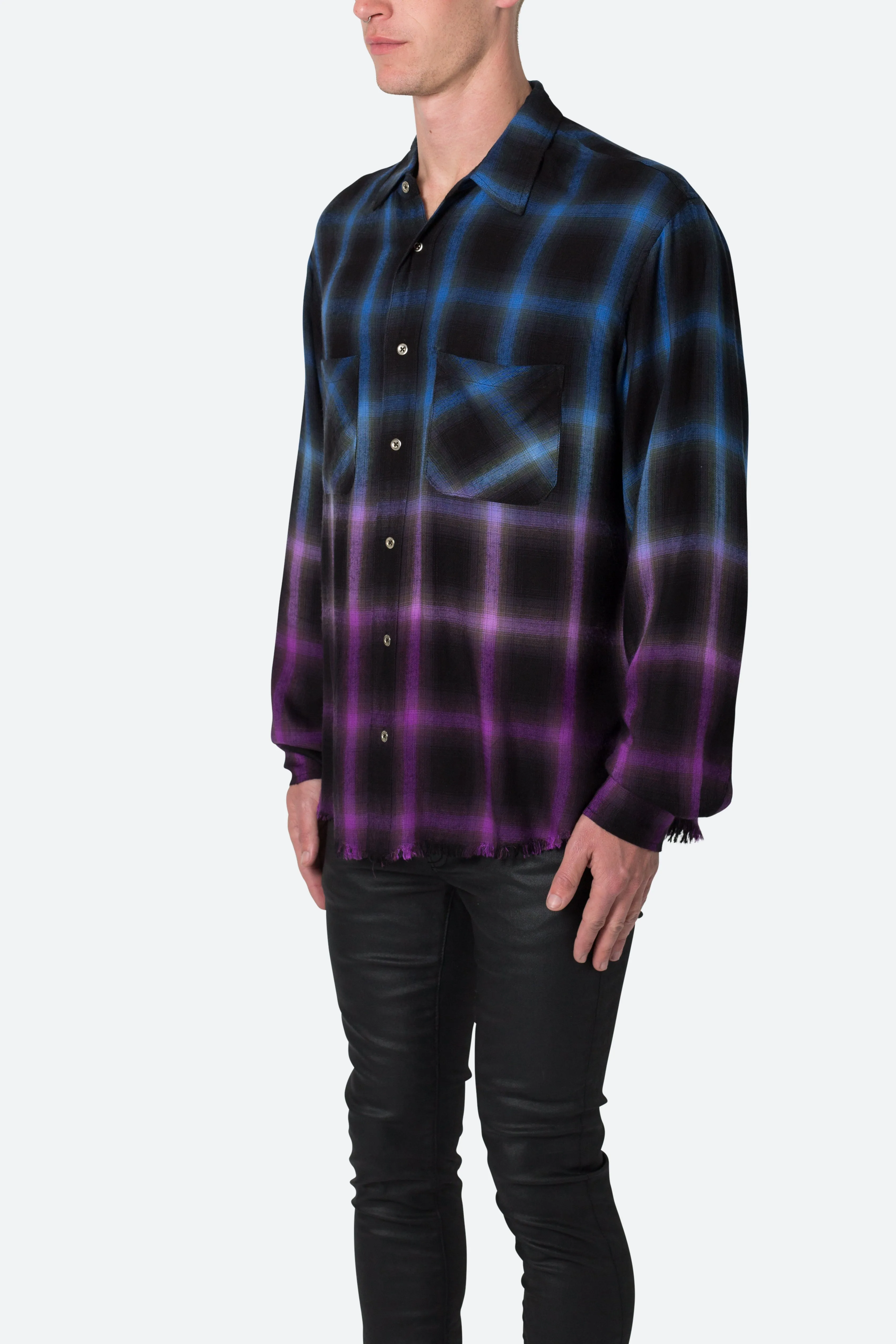 Ombre Flannel Shirt - Black/Purple