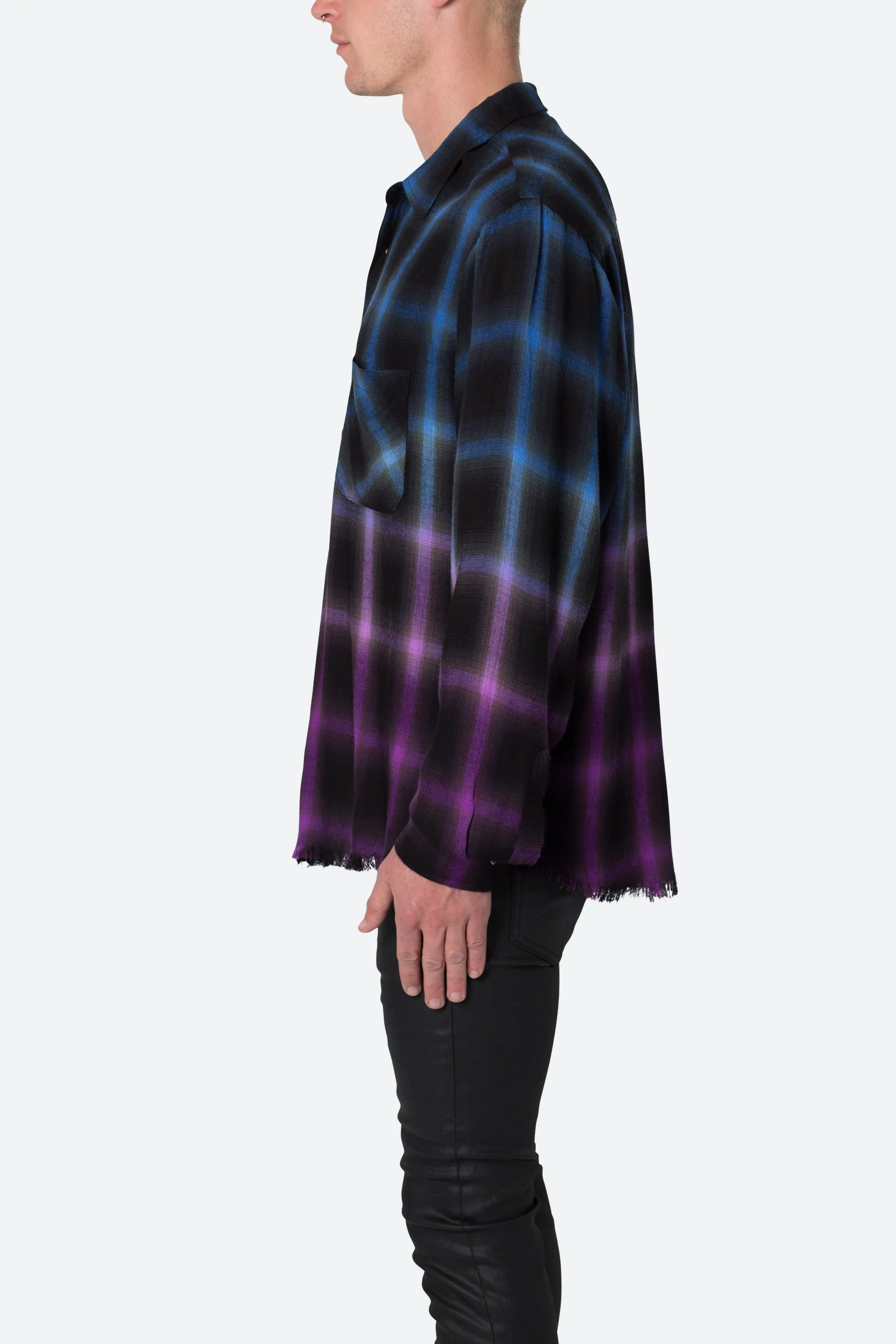 Ombre Flannel Shirt - Black/Purple