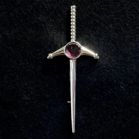 Pewter Sword Kilt Pin - Purple Stone