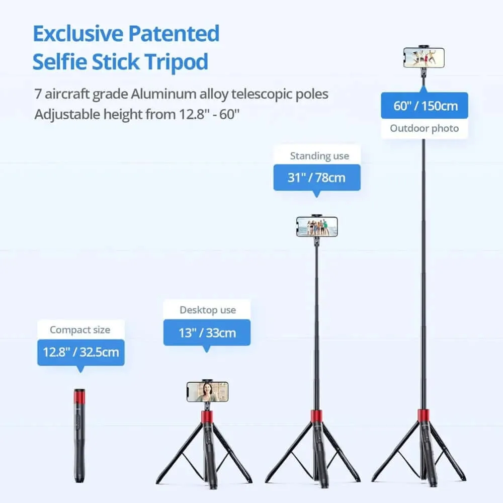 Premium Plus 60-inch Phone Tripod Selfie Stick