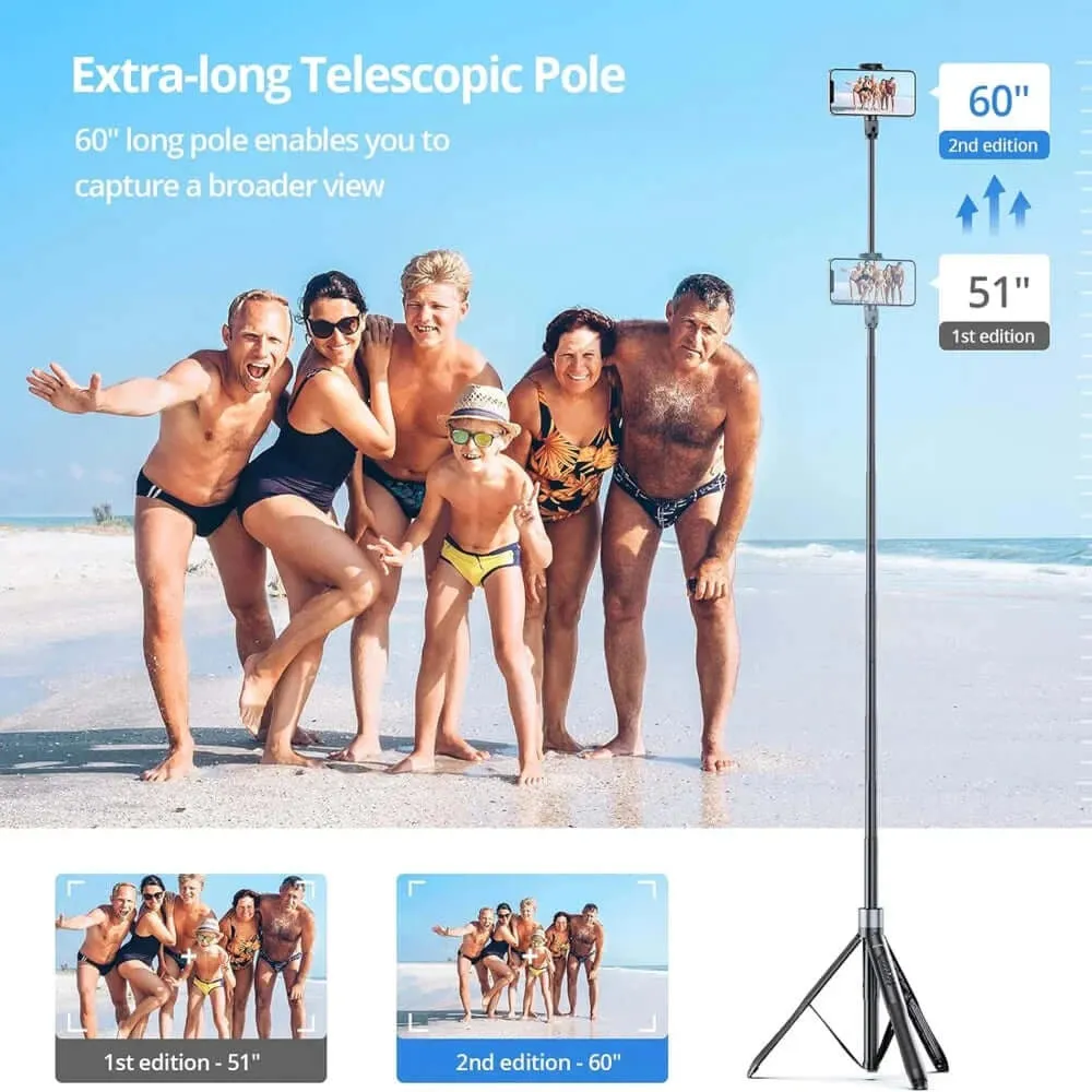 Premium Plus 60-inch Phone Tripod Selfie Stick