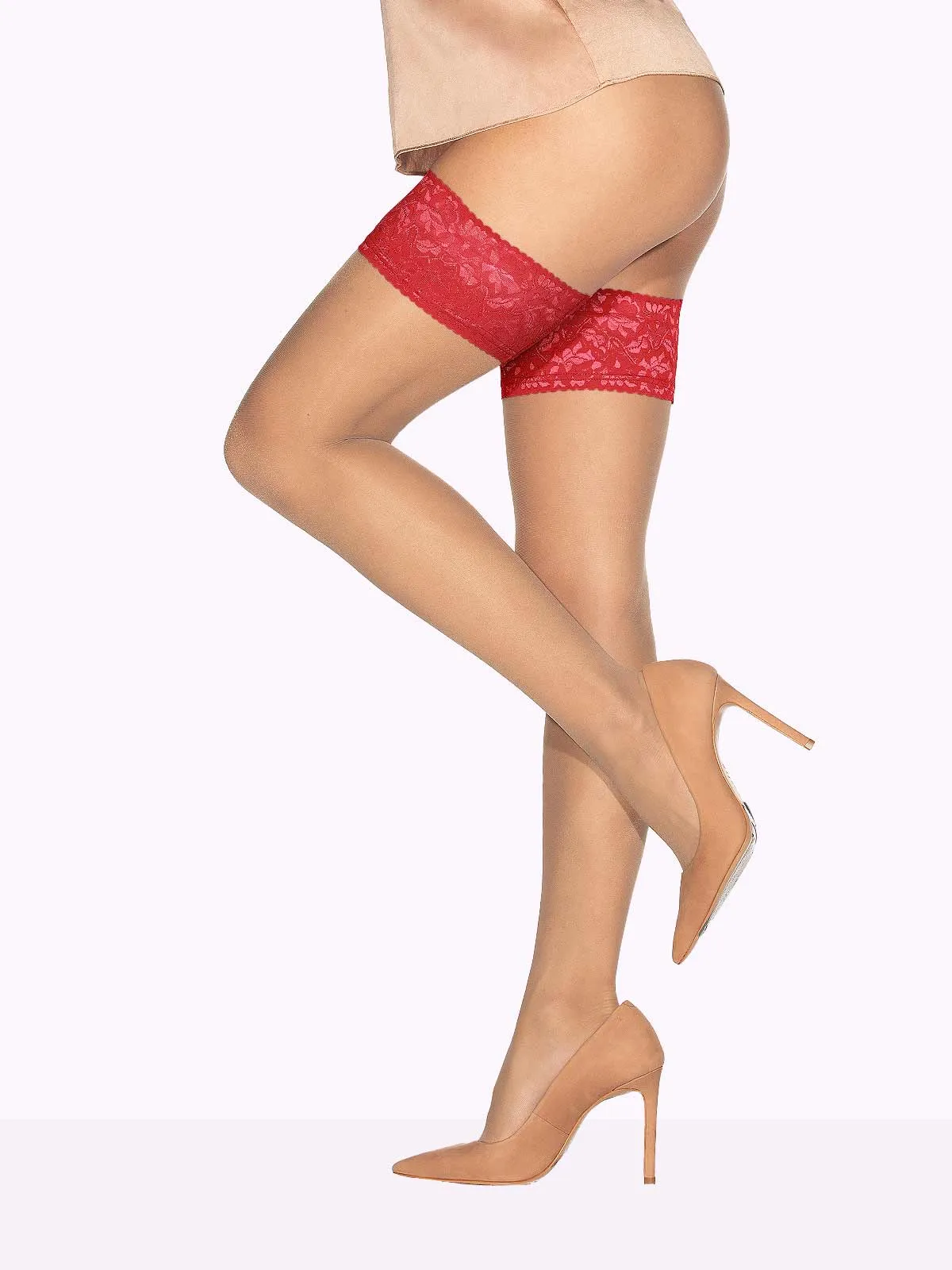 PRISCILLA Color Lace Top Thigh Highs